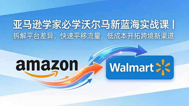 亚马逊卖家必学沃尔玛新蓝海实战课|拆解平台差异,快速平移流量,低成本开拓跨境新渠道-旺仔资源库