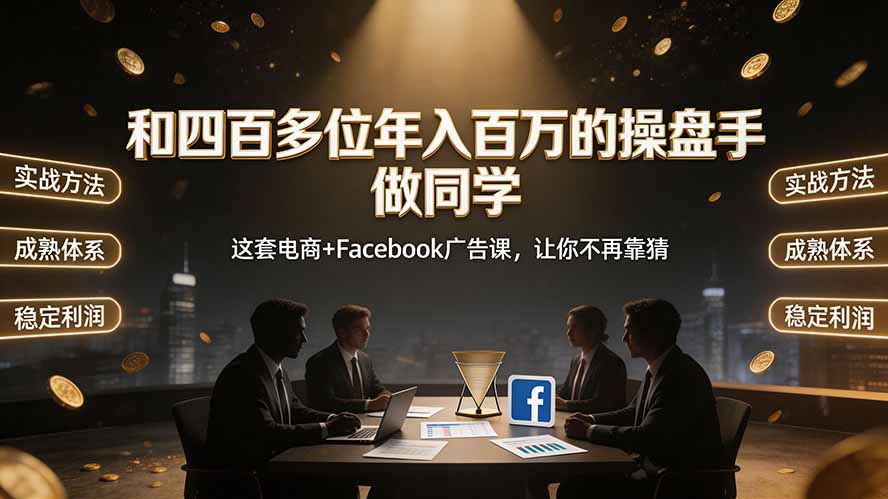 和四百多位年入百万的操盘手做同学——这套电商+Facebook广告课，让你不再靠猜【原创双语字幕】-旺仔资源库