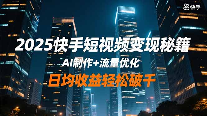 2025快手短视频变现秘籍,AI制作+流量优化,日均收益轻松破千-旺仔资源库