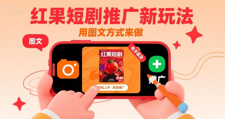 红果短剧推广新玩法，用图文方式来做，有手就会-旺仔资源库