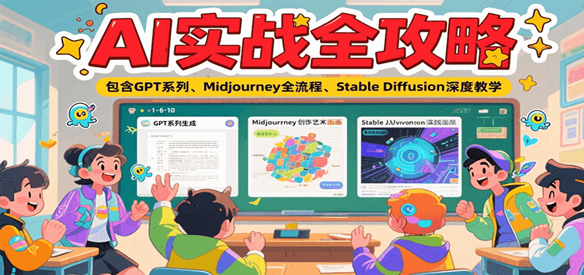 AI实战全攻略，包含GPT系列、Midjourney全流程、Stable Diffusion深度教学-旺仔资源库
