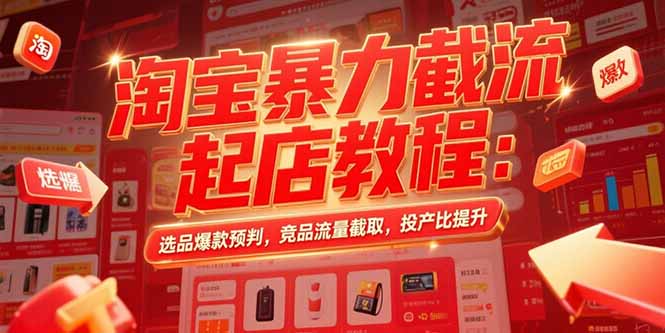 淘宝暴力截流起店教程：选品爆款预判，竞品流量截取，投产比提升-旺仔资源库