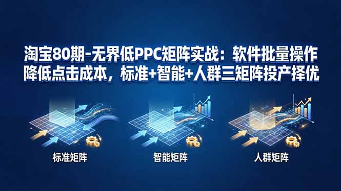 淘宝80期-无界低PPC矩阵实战:软件批量操作降低点击成本,标准+智能+人群三矩阵投产择优-旺仔资源库