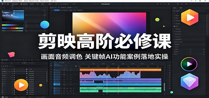剪映高阶必修课：画面音频调色，关键帧AI功能案例落地实操-旺仔资源库