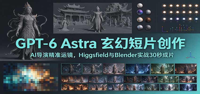 GPT-6 Astra 玄幻短片创作:AI导演精准运镜,Higgsfield与Blender实战30秒成片-旺仔资源库