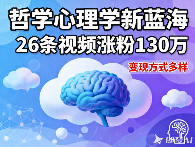 短视频新蓝海,哲学心理学赛道,26条视频涨粉130W,变现方式多样-旺仔资源库