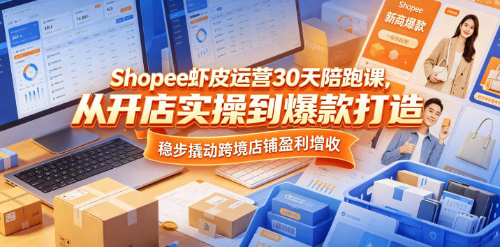 Shopee虾皮运营30天陪跑课,从开店实操到爆款打造,稳步撬动跨境店铺盈利增收-旺仔资源库