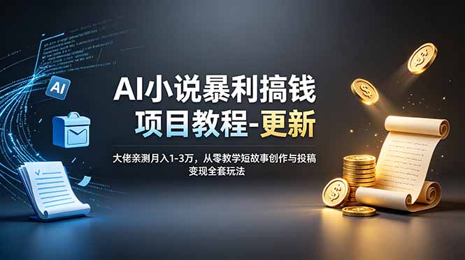 AI小说暴利搞钱项目教程-更新，大佬亲测月入1-3万，从零教学短故事创作与投稿变现全套玩法-旺仔资源库