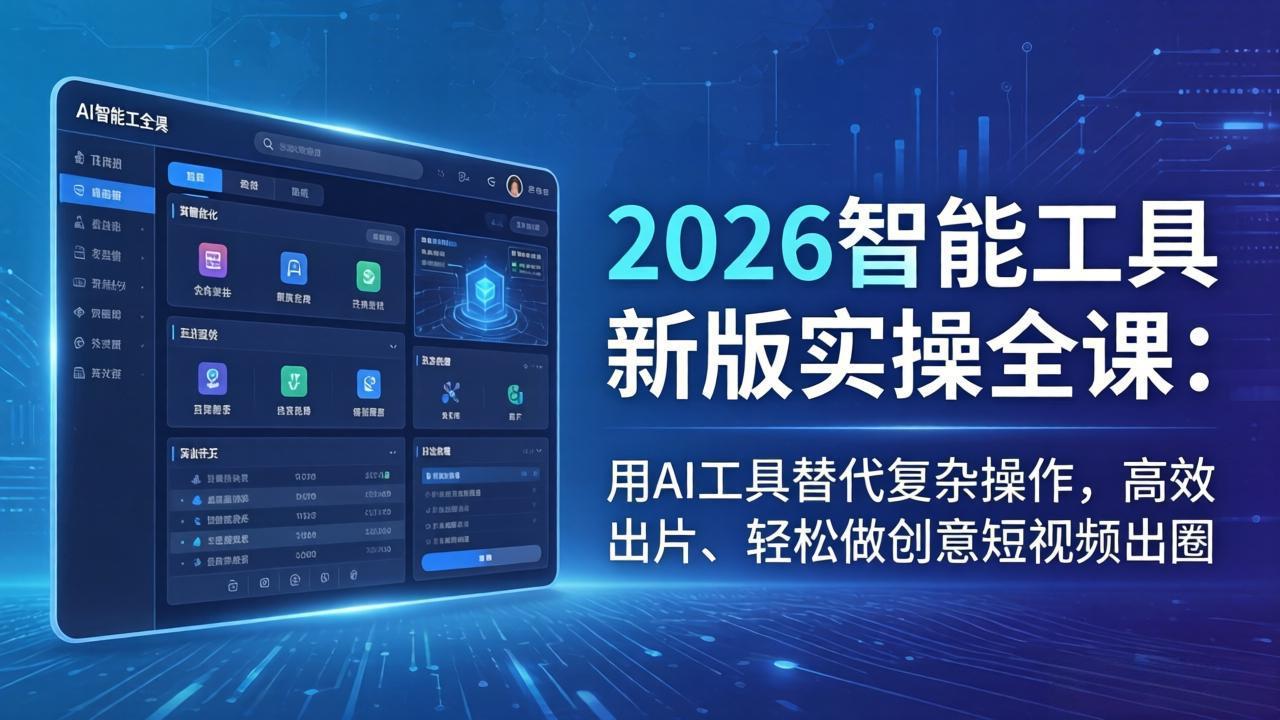 2026智能工具新版实操全课：用AI工具替代复杂操作，高效出片、轻松做创意短视频出圈-旺仔资源库