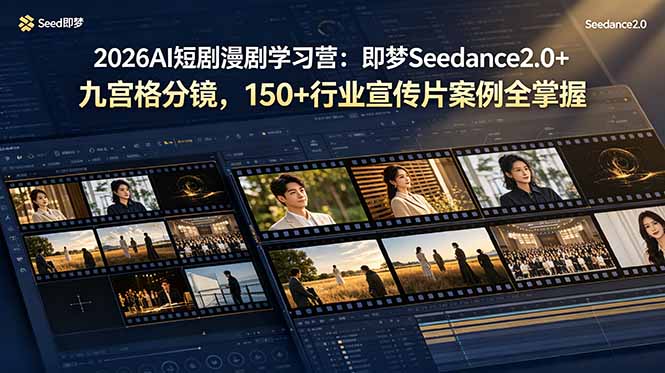 2026AI短剧漫剧学习营：即梦Seedance2.0+九宫格分镜，150+行业宣传片案例全掌握-旺仔资源库