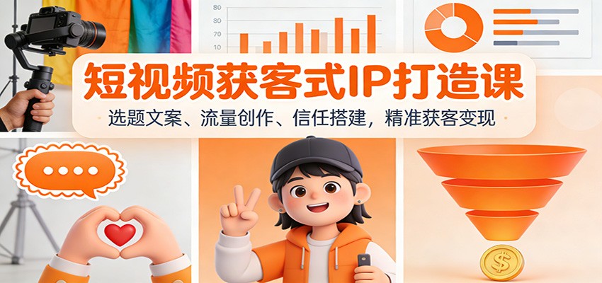 短视频获客式IP打造课：选题文案、流量创作、信任搭建，精准获客变现-旺仔资源库