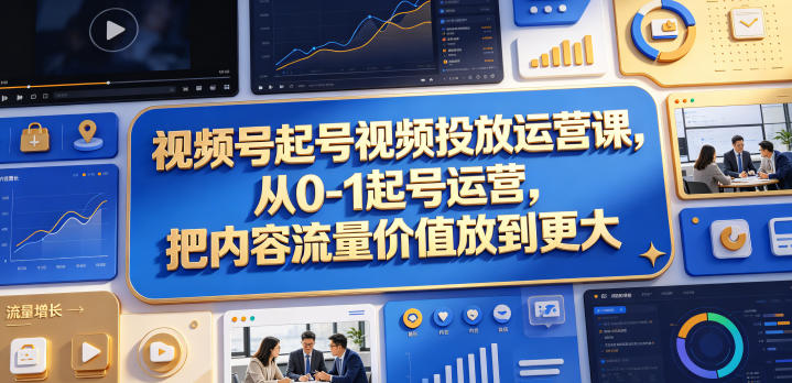 视频号起号视频投放运营课,从0-1起号运营,把内容流量价值放到更大-旺仔资源库