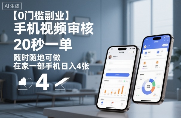 【0门槛副业】手机视频审核，20秒一单，随时随地可做，在家一部手机日入4张【揭秘】-旺仔资源库