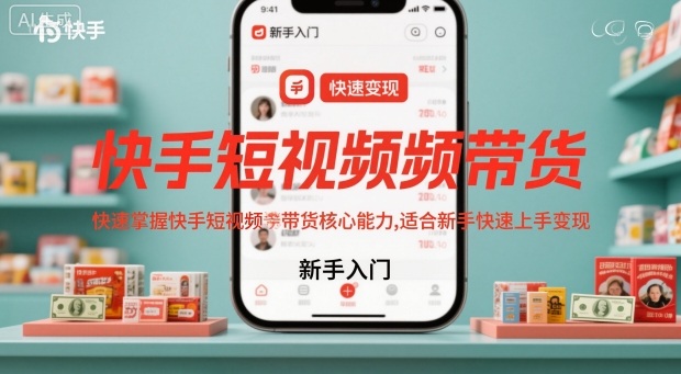 快手短视频带货,快速掌握快手短视频带货核心能力,适合新手快速上手变现-旺仔资源库