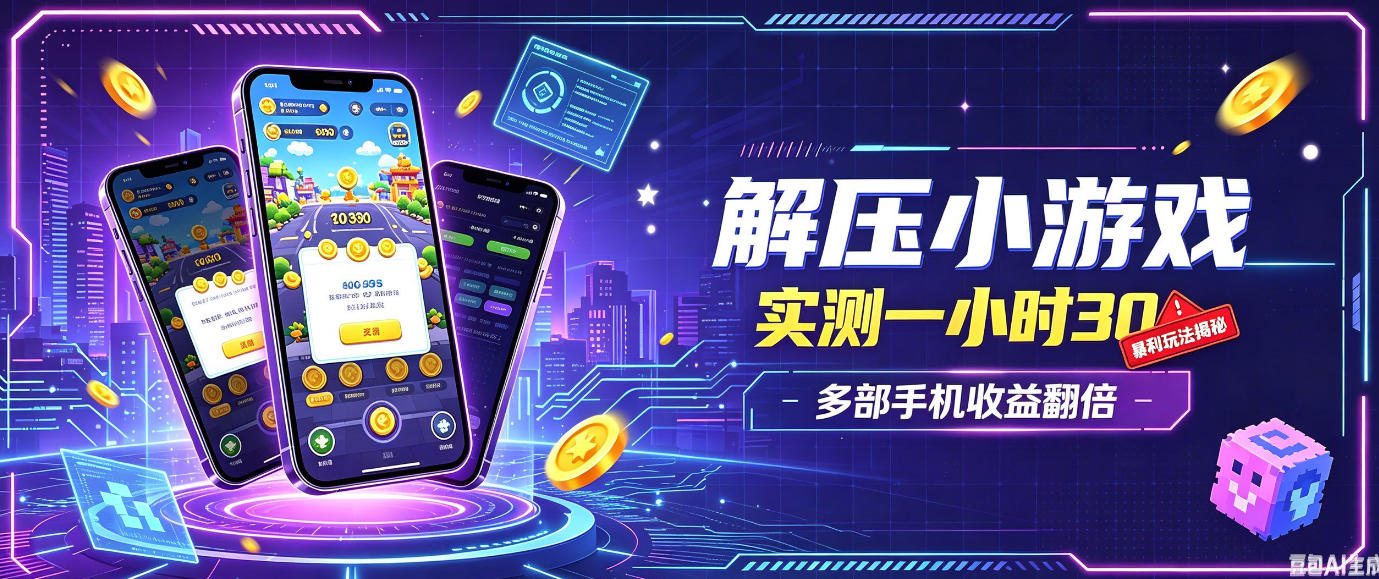 小游戏全流程玩法,实测一小时搞30,简单无脑解压,当天做当天就能看到进账,直接冲就行【揭秘】-旺仔资源库