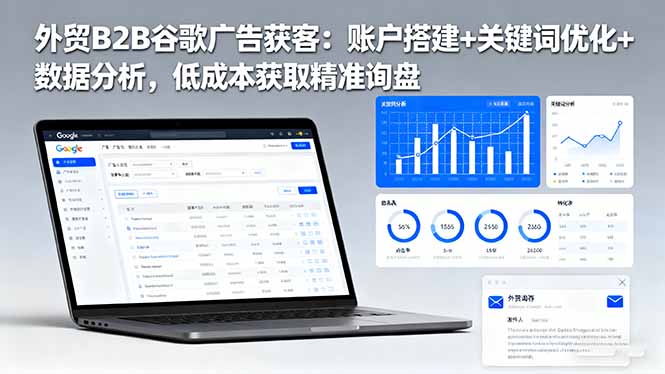 外贸B2B 谷歌广告获客:账户搭建+关键词优化+数据分析 低成本获取精准询盘-旺仔资源库