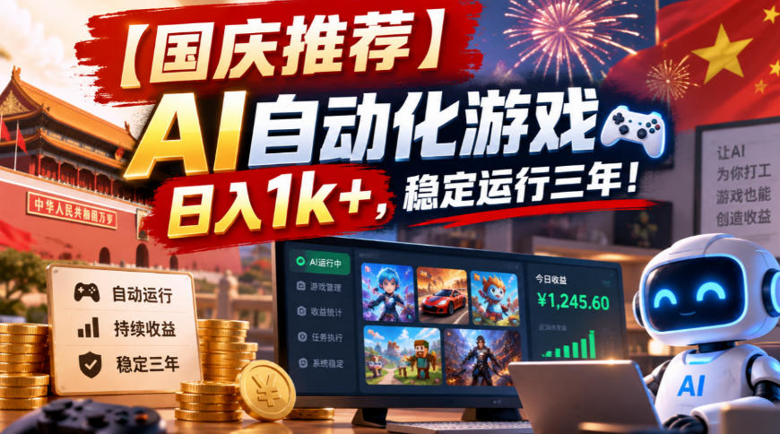【国庆推荐】AI自动化游戏,日入1k+,操作简单,稳定运行三年!【揭秘】-旺仔资源库