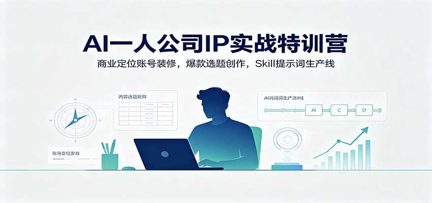 AI一人公司IP实战特训营:商业定位账号装修,爆款选题创作,Skill提示词生产线-旺仔资源库