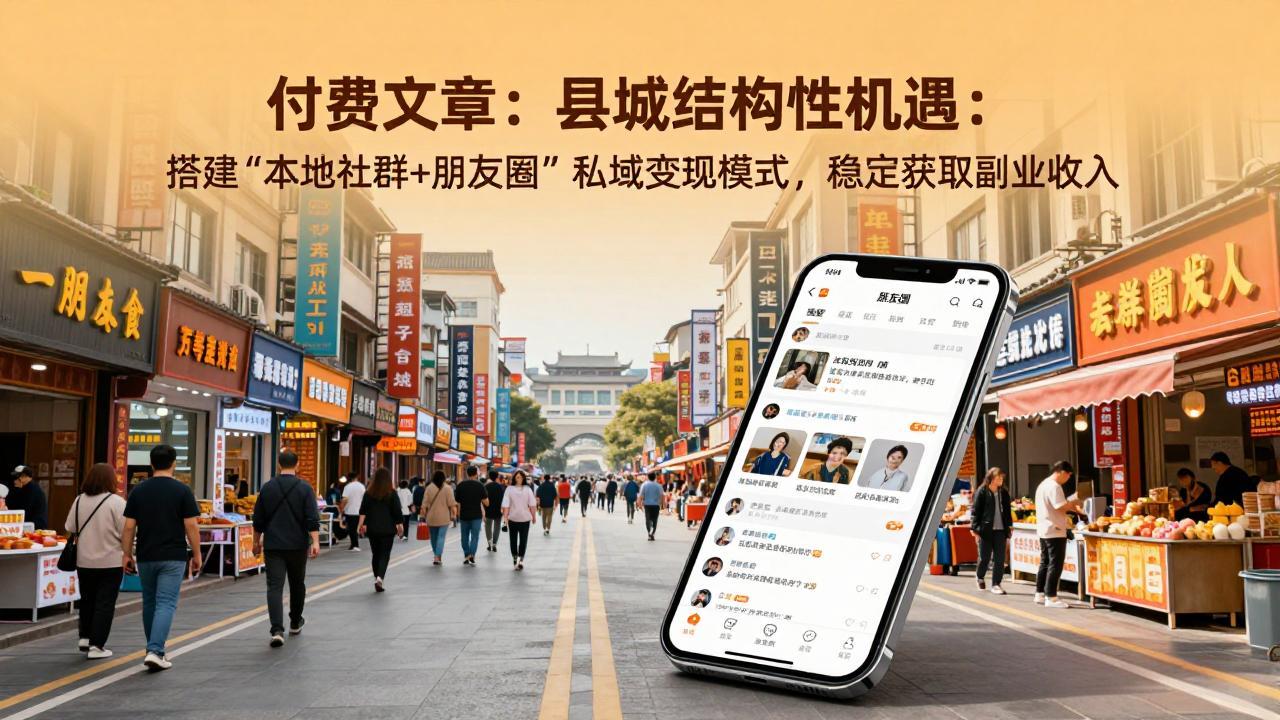 付费文章:县城结构性机遇:搭建“本地社群+朋友圈”私域变现模式,稳定获取副业收入-旺仔资源库