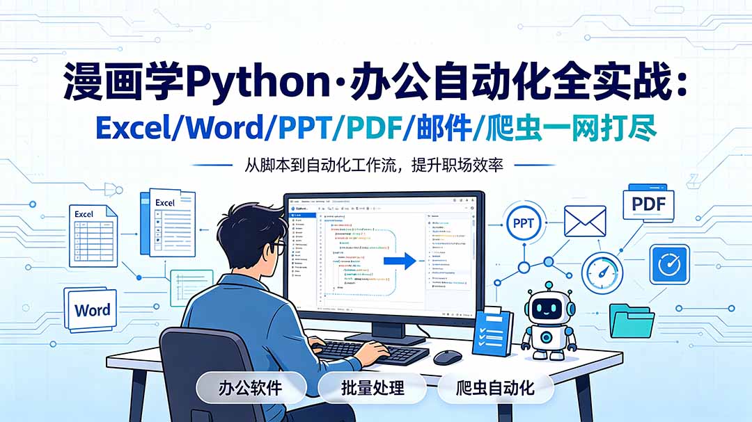 漫画学Python·办公自动化全实战:Excel/Word/PPT/PDF/邮件/爬虫一网打尽-旺仔资源库