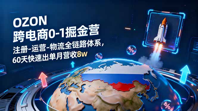 OZON跨境电商0-1掘金营:注册-运营-物流全链路体系,60天快速出单月营收8w-旺仔资源库