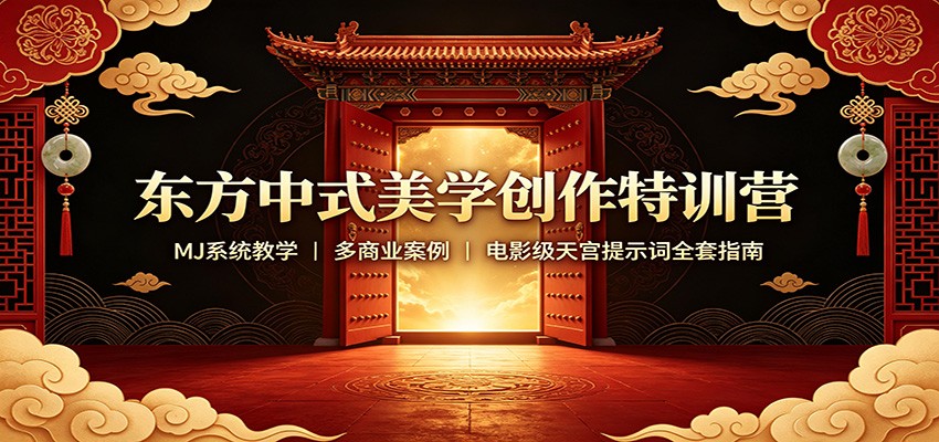 东方中式美学创作特训营:MJ系统教学,多商业案例,电影级天宫提示词全套指南-旺仔资源库