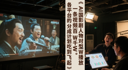 AI三国影视剧人物对口型唱歌玩法，一条视频百W千W播放，各平台的分成计划吃到飞起-旺仔资源库