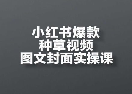小红书爆款种草视频图文封面实操课，​开店、选品、引流、变现全流程-旺仔资源库