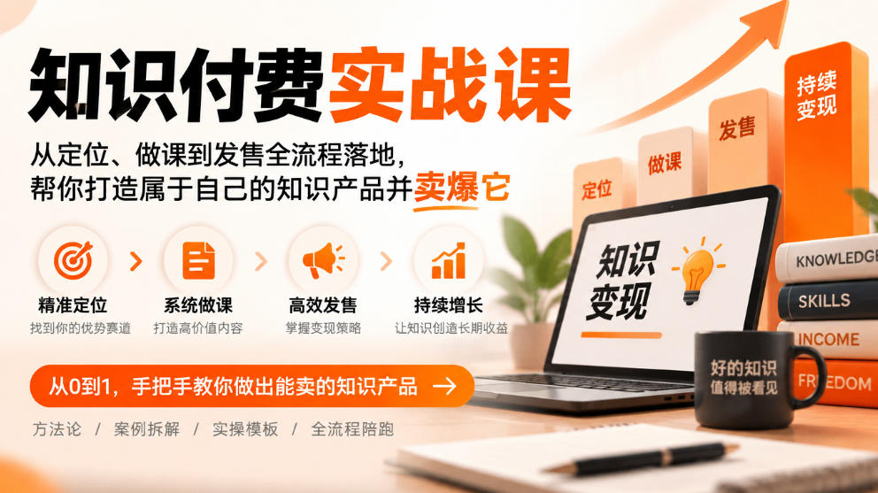 知识付费实战课：从定位、做课到发售全流程落地，帮你打造属于自己的知识产品并卖爆它-旺仔资源库