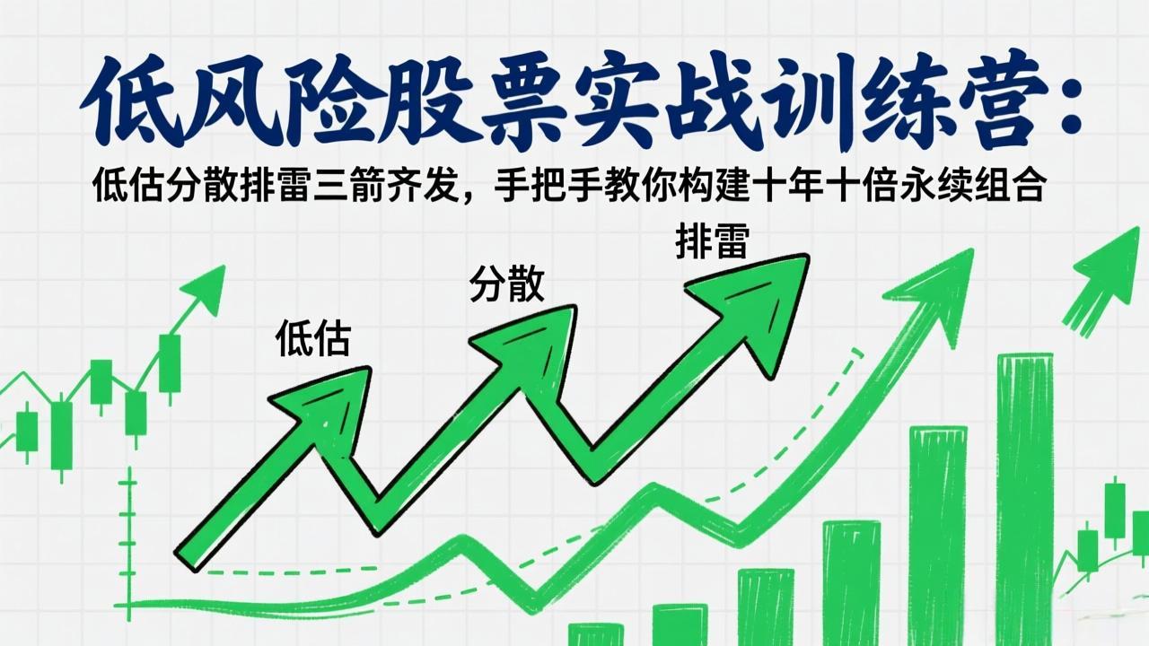 低风险股票实战训练营：低估分散排雷三箭齐发，手把手教你构建十年十倍永续组合-旺仔资源库