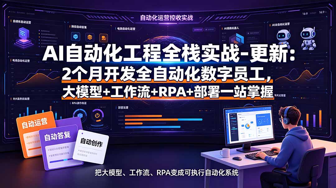 AI自动化工程全栈实战-更新:2个月开发全自动化数字员工,大模型+工作流+RPA+部署一站式掌握-旺仔资源库