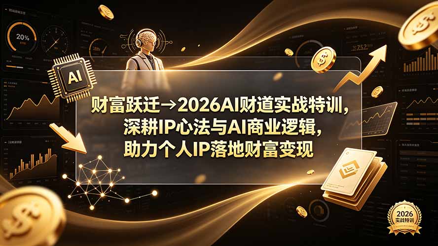 财富跃迁→2026AI财道实战特训,深耕IP心法与AI商业逻辑,助力个人IP落地财富变现-旺仔资源库