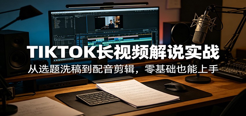 TIKTOK长视频解说实战：从选题洗稿到配音剪辑，零基础也能上手-旺仔资源库