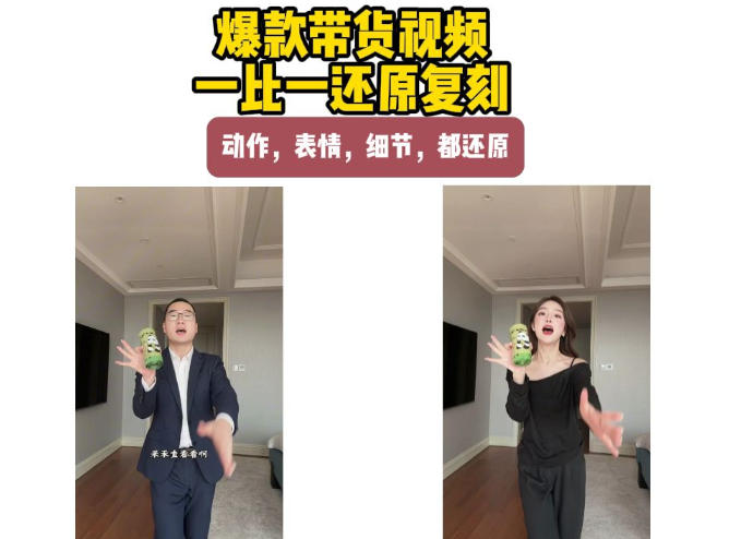 AI带货视频复刻,一比一还原加二创,动作,表情,细节,都还原,新手也能直接套用-旺仔资源库