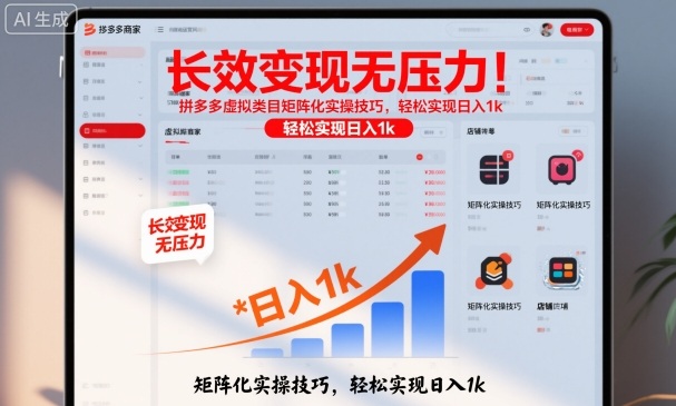 长效变现无压力!拼多多虚拟类目矩阵化实操技巧,轻松实现日入1k【揭秘】-旺仔资源库