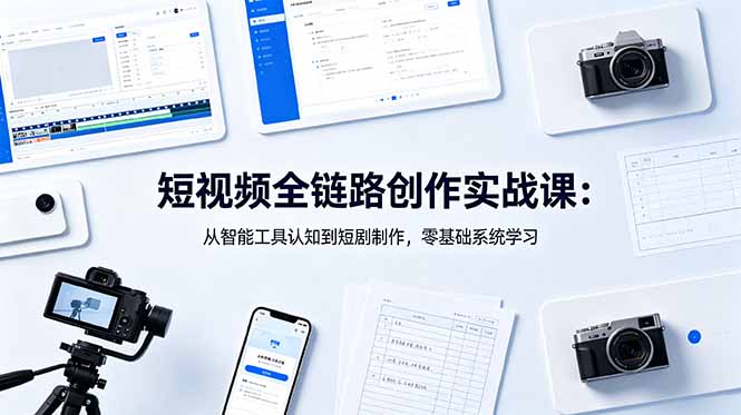 短视频全链路创作实战课:从智能工具认知到短剧制作,零基础系统学习-旺仔资源库