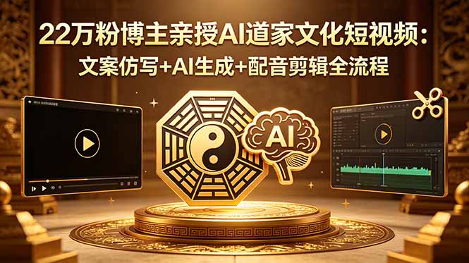 22万粉博主亲授AI道家文化短视频：文案仿写+AI生成+配音剪辑全流程-旺仔资源库