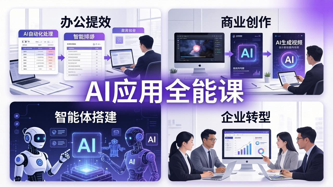 AIGC 应用师全能课-更新:办公提效、商业创作、智能体搭建、企业转型,一站式学会AI应用-旺仔资源库