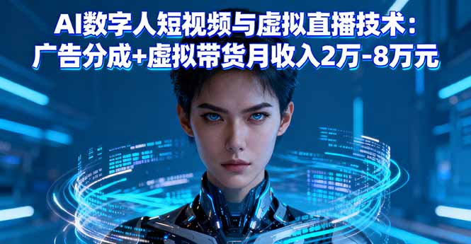 AI数字人短视频与虚拟直播技术：广告分成+虚拟带货月收入2万-8万元-旺仔资源库