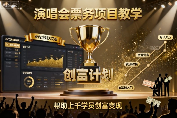 演唱会票务项目教学，业内培训天花板，帮助上千学员创富变现(更新)-旺仔资源库