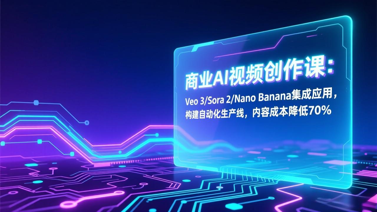 商业AI视频创作课：Veo 3/Sora 2/Nano Banana集成应用，构建自动化生产线，内容成本降低70%-旺仔资源库