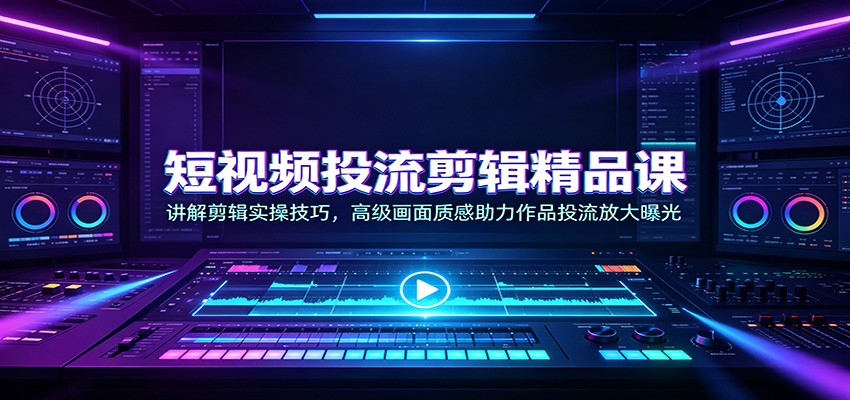 短视频投流剪辑精品课：讲解剪辑实操技巧，高级画面质感助力作品投流放大曝光-旺仔资源库