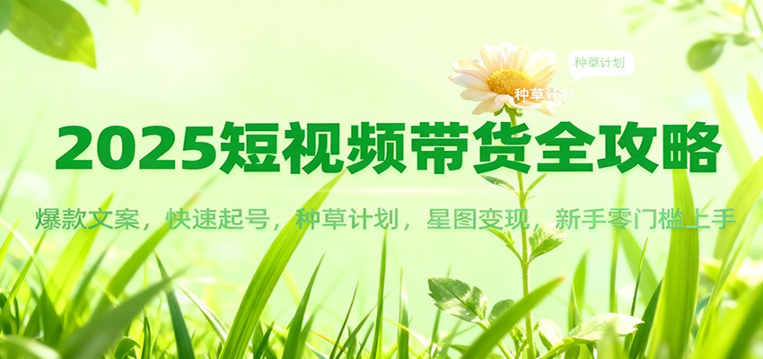 2025短视频带货全攻略:爆款文案,快速起号,种草计划,星图变现,新手零门槛上手-旺仔资源库