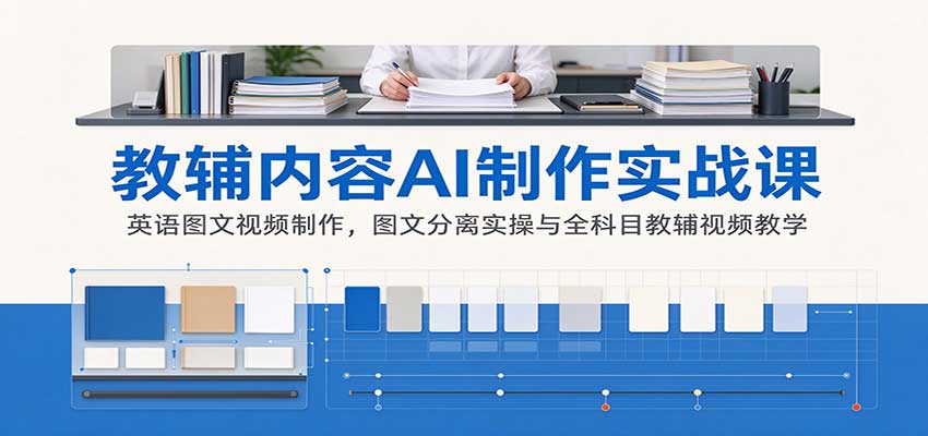 AI制作教辅内容实战课:英语图文视频制作,图文分离实操与全科目教辅视频教学-旺仔资源库
