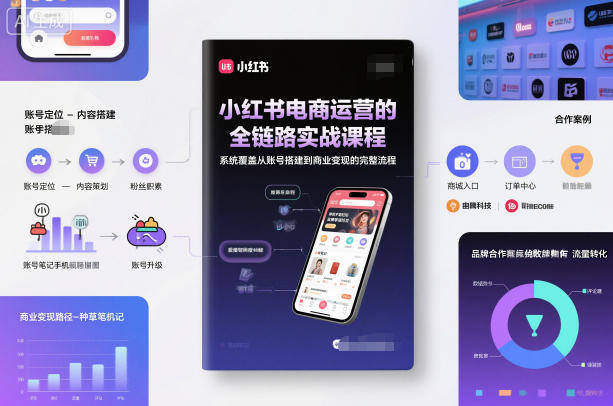 小红书电商运营的全链路实战课程,系统覆盖从账号搭建到商业变现的完整流程-旺仔资源库