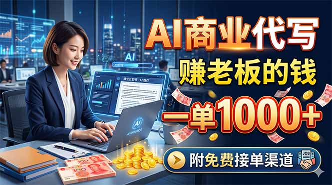 AI商业代写，赚老板的钱，一单1000+，附免费接单渠道-旺仔资源库