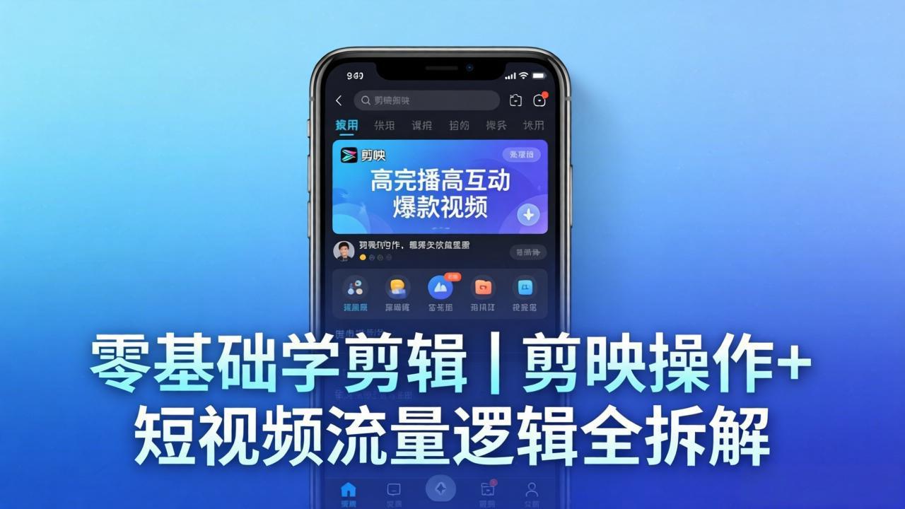 【零基础学剪辑】剪映操作+短视频流量逻辑全拆解｜手把手教你剪出高完播高互动爆款视频-旺仔资源库