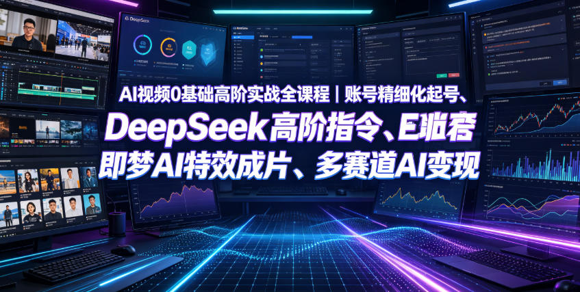 AI视频0基础高阶实战全课程｜账号精细化起号、DeepSeek高阶指令、即梦AI特效成片、多赛道AI短视频量产变现-旺仔资源库