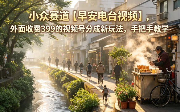 小众赛道【早安电台视频】,外面收费399的视频号分成新玩法,手把手教学-旺仔资源库
