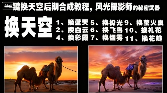 一键换天空后期合成教程,风光摄影师的秘密武器-旺仔资源库